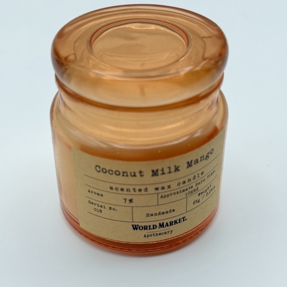 World Market‎ Apothecary Coconut Milk Mango Scented Candle Amber Jar 2.29oz - Picture 5 of 10